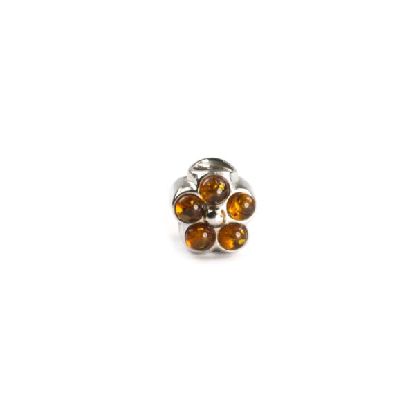Pandora Style Silver Charm with Amber