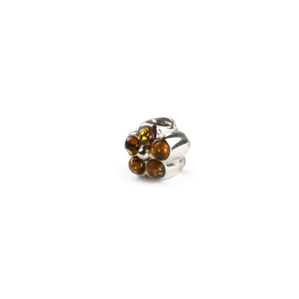 Pandora Style Silver Charm with Amber side