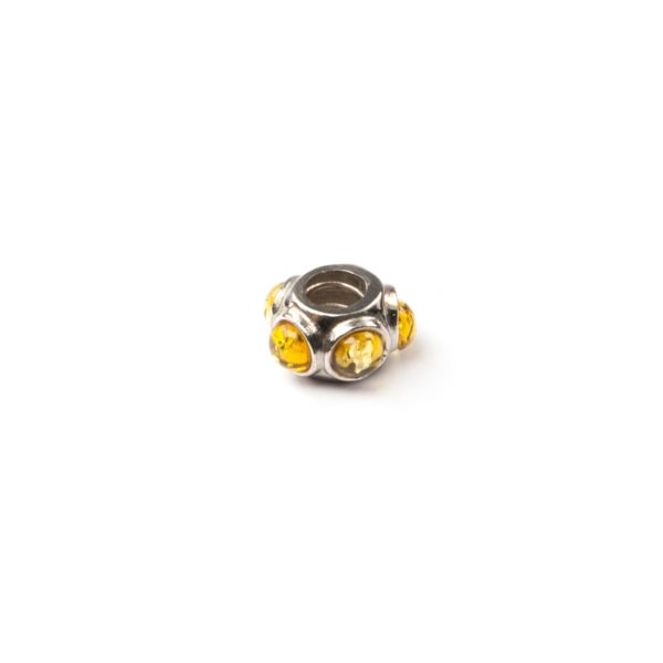 Silver Charm With Yellow Amber Side