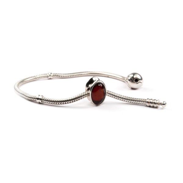 Pandora Style Bead with Cherry Amber on Bracelet