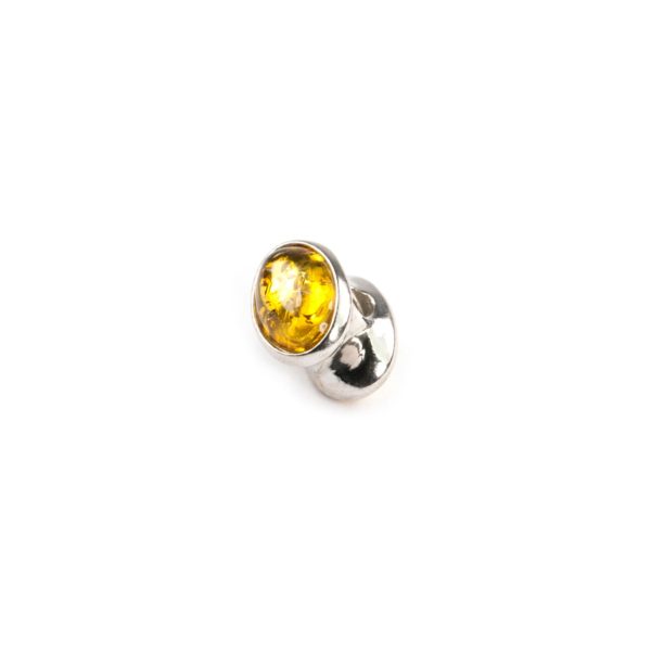 Pandora style bead with yellow amber side