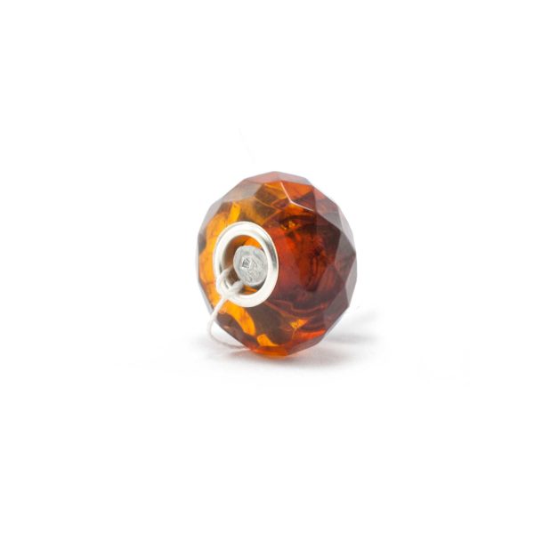 Amber Charm Cognac Faceted Bead Side