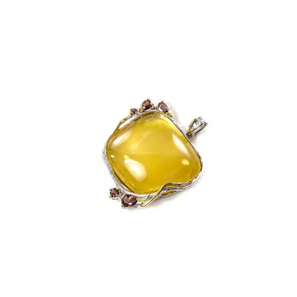Classic Pendant with Silver Amber and Garnet