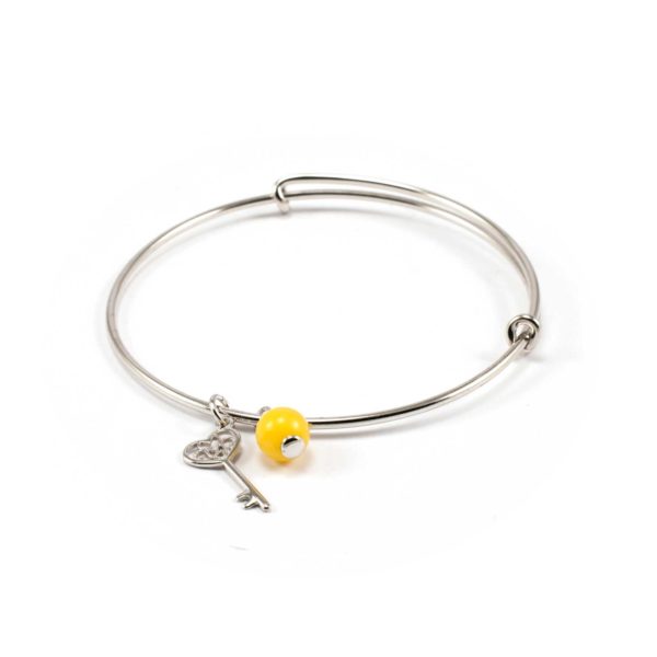 Silver String bracelet with Amber