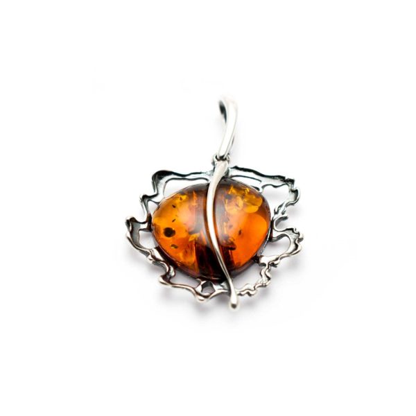 Vintage Sterling Silver Pendant with Cognac Amber 2