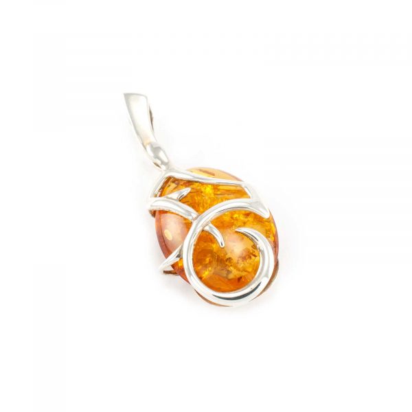 Azure Amber Pendant in Sterling Silver