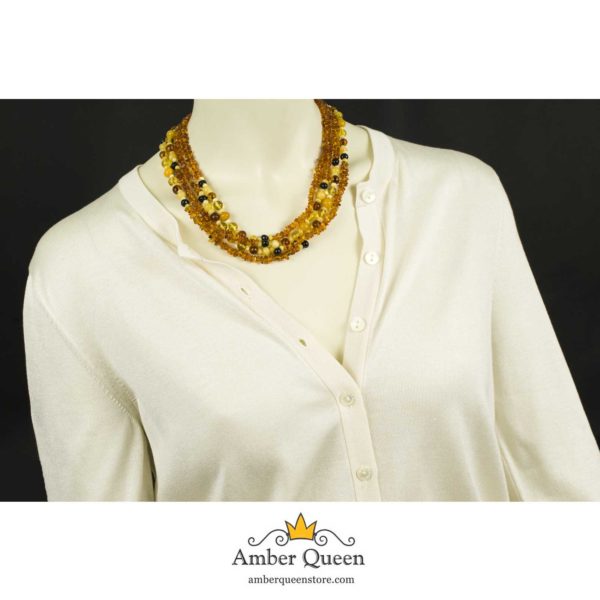 Long Amber Necklace on Mannequin