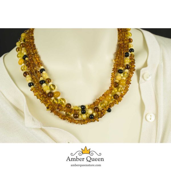 Long Amber Necklace on Mannequin Close