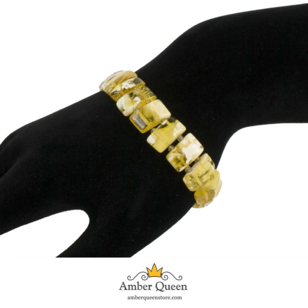 Yellow Natural Baltic Amber Bracelet on Hand