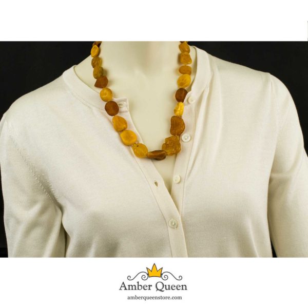Raw Amber Necklace on Mannequin