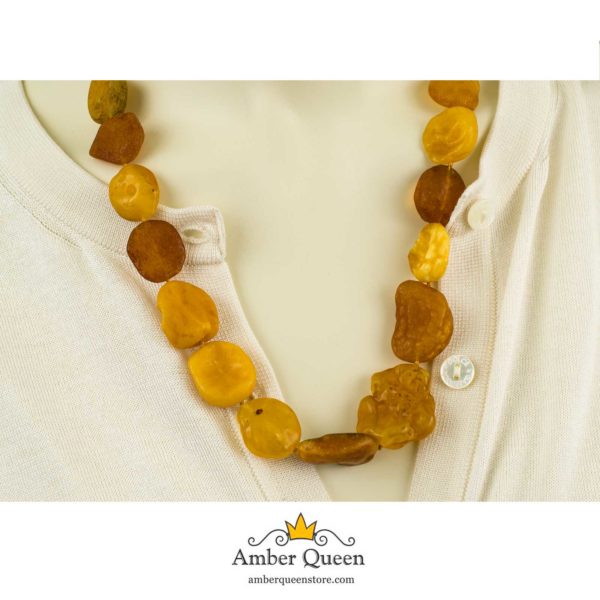Raw Amber Necklace on Mannequin Close Up
