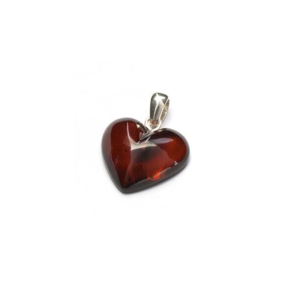 Cherry Heart Pendant Silver and Amber