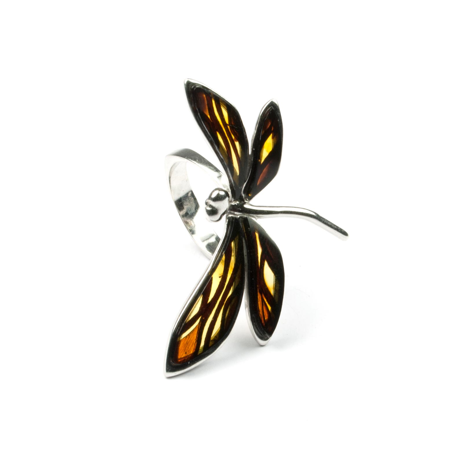 Brooch outlet Silver and Multicolor Baltic Amber Dragonfly